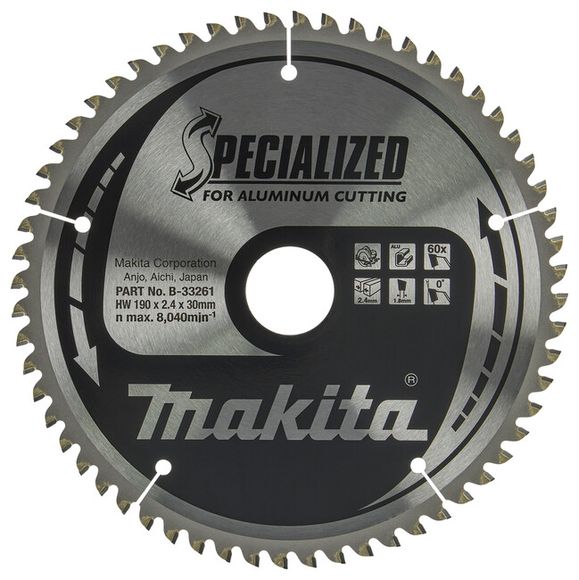 MAKITA B-33261 Kotúč pílový D 190 x 30 mm na hliník (60 TCT zubov) 2.4 mm rez