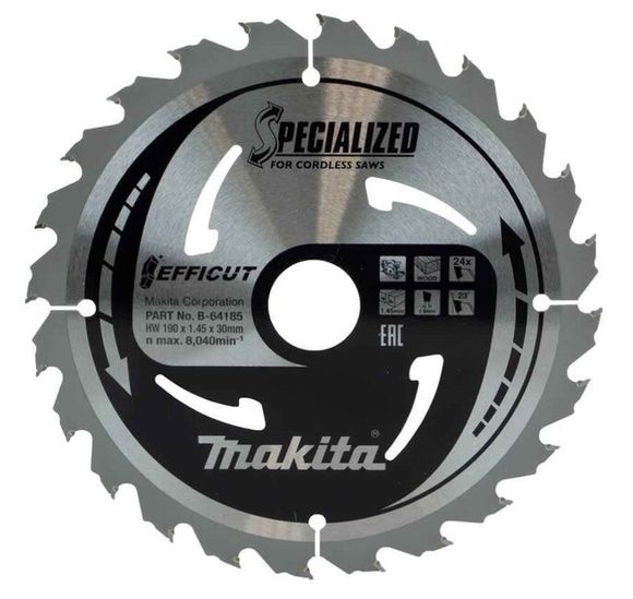 MAKITA Efficut B-64191 Kotúč pílový D 190 x 30 mm na drevo, MDF, laminát (24 TCT zubov) 1.45 mm rez